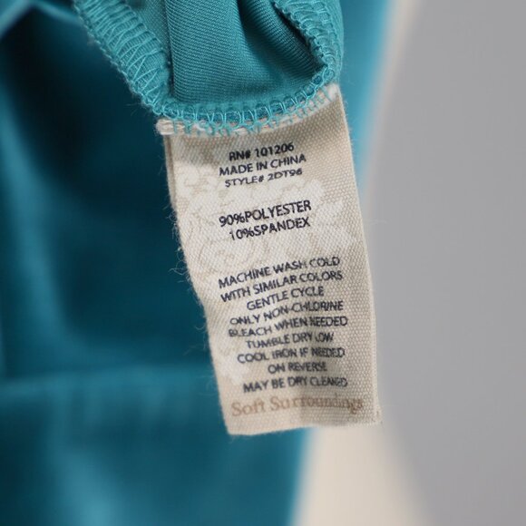 SOFT SURROUNDINGS Velvet Boyfriend Tunic Button Down Shirt Teal Blue Size S - Picture 6 of 7